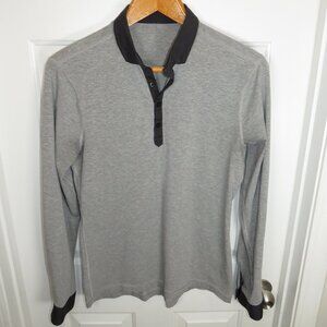 Lululemon Polo Shirt Mens M. Long Sleeve Contrast Collar & Trim Athletic Stretch